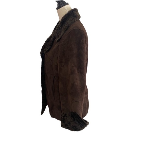 Columbia brown faux suede leather jacket Size M - Picture 2 of 5